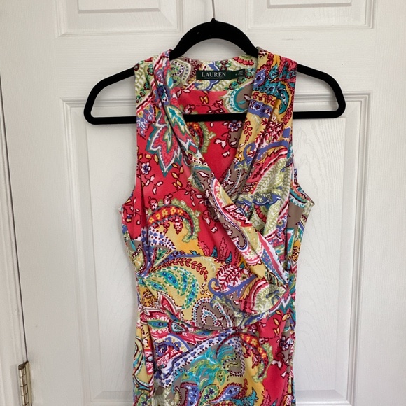 Lauren Ralph Lauren Multicolor Pattern Sleeveless Dress, Size 4 - Picture 2 of 6